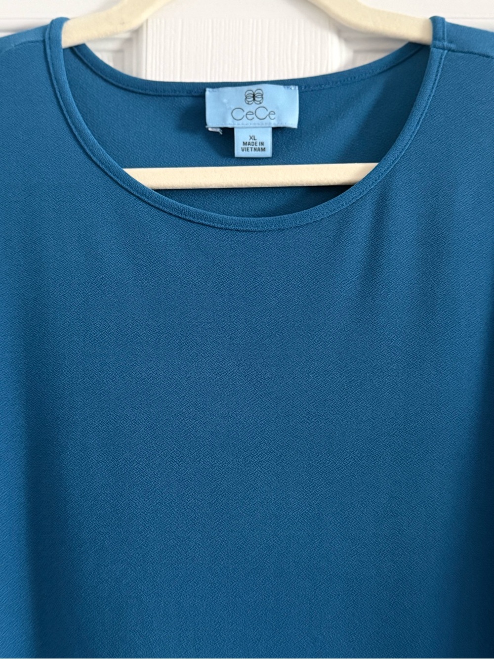 CeCe Blue/Teal Ruffle-Hem Stretchy Blouse XL - Picture 4 of 9